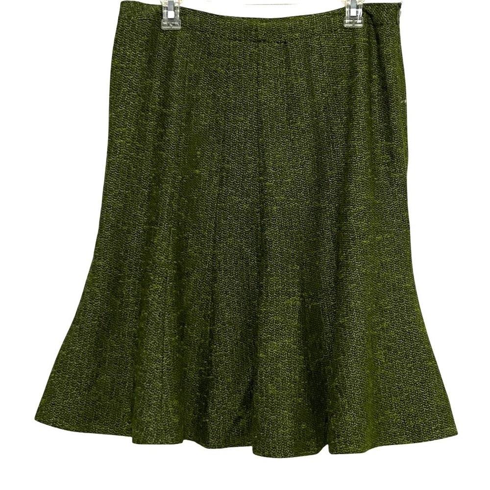 Nipon Boutique Flared Skirt Size 14‎ Mossy Green Flouncy Flowy Woodsy Career